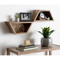 Hexa Rustic Brown Wall Shelves (Set of 2)
