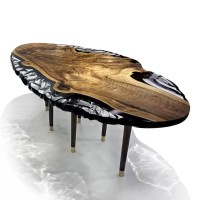 Cursive Solid Wood & Epoxy Resin Dining Table