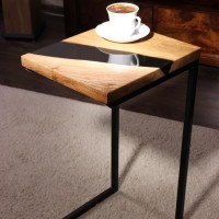Handmade Epoxy table, black table , sofa table Live edge epoxy resin Table