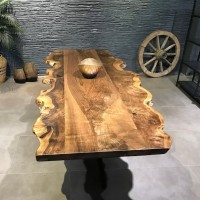 Real wood dining table, live edge, solid wood, uneven edges rustic table