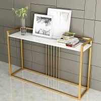 Stylish Gold Rods Design In A Trendy Console Table