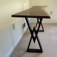 Console Table Live Edge.Custom Handmade Table.Black Metal Legs. Multi Purpose Furniture
