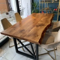 Live Edge Dining Table , Kitchen Table , Conference Table,Farmhouse Table,Office Table With Metal Frame Bench