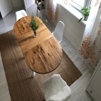 OVAL Shape Dining Table . Natural Design Dining table .Solid Wood Dining . Kitchen Furniture