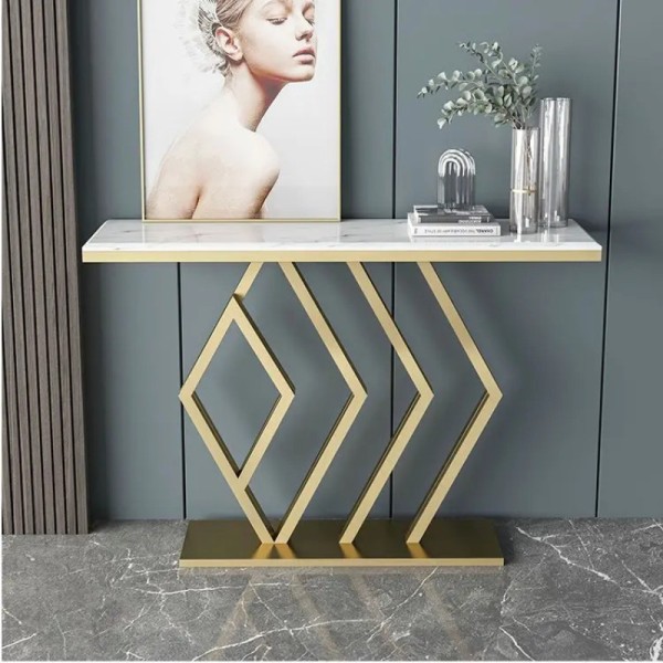 golden-frame-console-table-marble-top-living-room