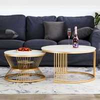 Classic Complementing Golden Coffee Table Set of 2