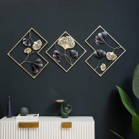 Home Modern Wall Art Wall Decoration Golden Ginkgo Leaf Metal Unique Wall Decor Wall Decor Metal Wall Art