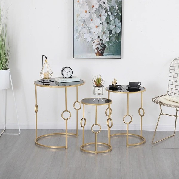 Buy the Rajasthani Black Side Table Set of 3 to add charm and elegance to your living space. Designed with a dual tone white and gold textured finish, perfect for décor and everyday use.