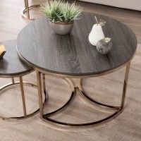 Brownish Frame Round Center Table Set of 3 Multipurpose Furniture