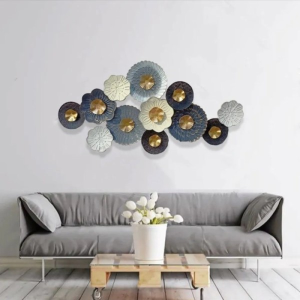 white-blue-metal-flower-art