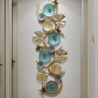 Blue and Golden Metal Flower Wall Art