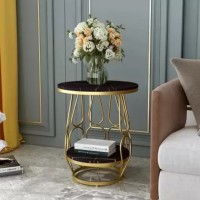 Black And Golden Combination Side Table