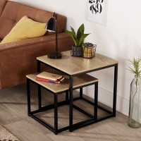 Bulkse Engineering Wood Nesting Table Set of 2, Side Table with many functions