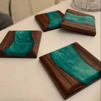 Green Beach Coasters Made of Resin