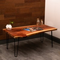 Glossy Live-Edge Solid Wood Coffee Table