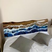 Rivertide Dreams Epoxy Resin Solid Wood Bed Headboard