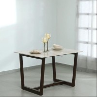 Diamond Ice Marble Dining Table With Metal Legs