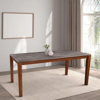 Charcoal Marble Dining Table with Wooden Legs