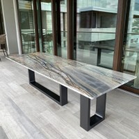 Arctic Marble Dining Table With Metal Legs