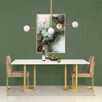 Snowy Marble Dining Table With Metal Legs