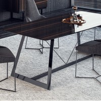 Stygian Marble Dining Table With Metal Leg