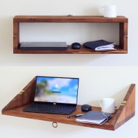 Numero Solid Wood Wall Mounted Study Office Shelf Desk
